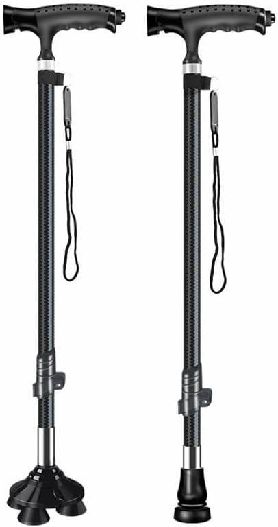 COOLBABY Elderly Cane Carbon Ultra-light Telescopic Cane Multi-function Cane Light Self-standing Cane With LED Light Magnet Massage Handle Cane. - COOLBABY