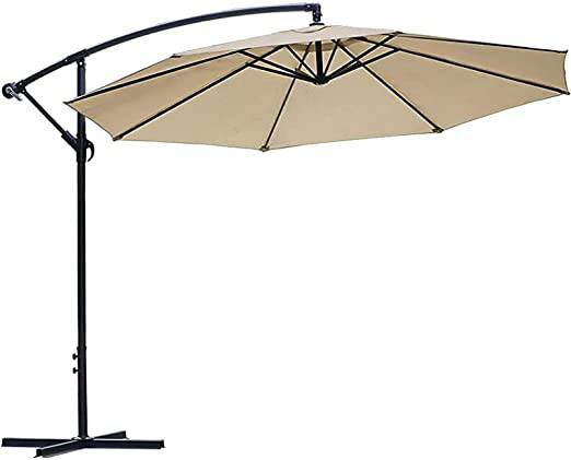 COOLBABY ZJJA46 10FT Offset Patio Umbrella Outdoor DYED-Solution Fabric Umbrella, 95% UV Protection, Fade Resistant Fabric Umbrella for Backyard and Garden - COOL BABY