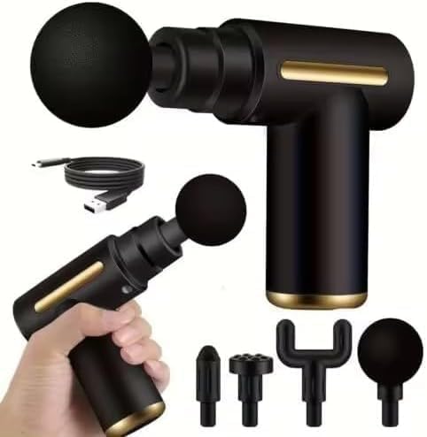 Massage Gun Mini Deep Tissue - Portable 6 Speeds Handheld Muscle Massager with 4 Massage Heads 1800mAh Battery & Type-C Charging, for Muscle Pain Relief Recovery.