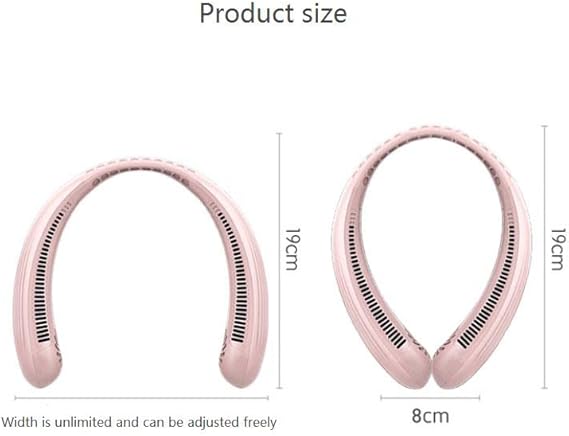 COOLBABY Personal Neck Fan,Foldable Bladeless Neck Fan,USB Rechargeable,3 Wind Speed,Pink