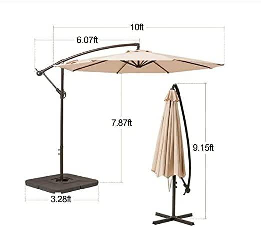 COOLBABY ZJJA46 10FT Offset Patio Umbrella Outdoor DYED-Solution Fabric Umbrella, 95% UV Protection, Fade Resistant Fabric Umbrella for Backyard and Garden - COOL BABY