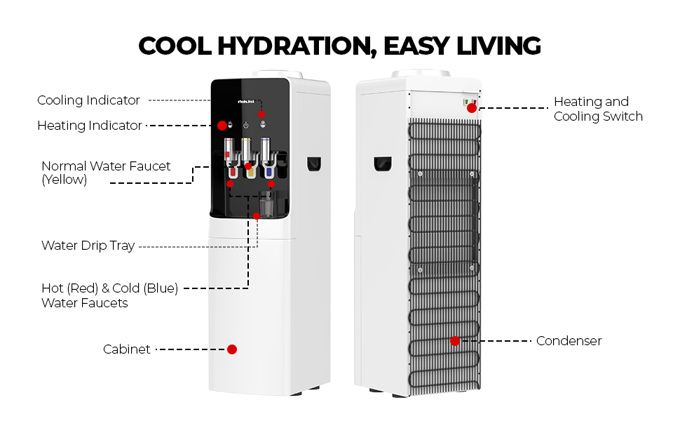 Top Loading Water Dispenser – 3 Tap, 16L Fridge, Stainless Steel, Low Noise - COOLBABY