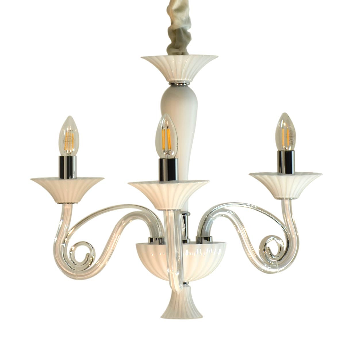 Up light Chandelier 3 Arms - White