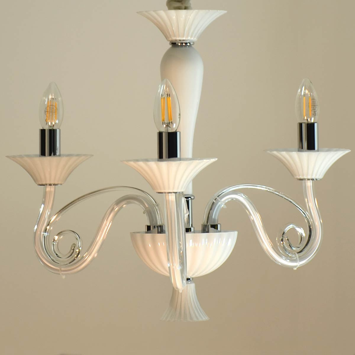 Up light Chandelier 3 Arms - White