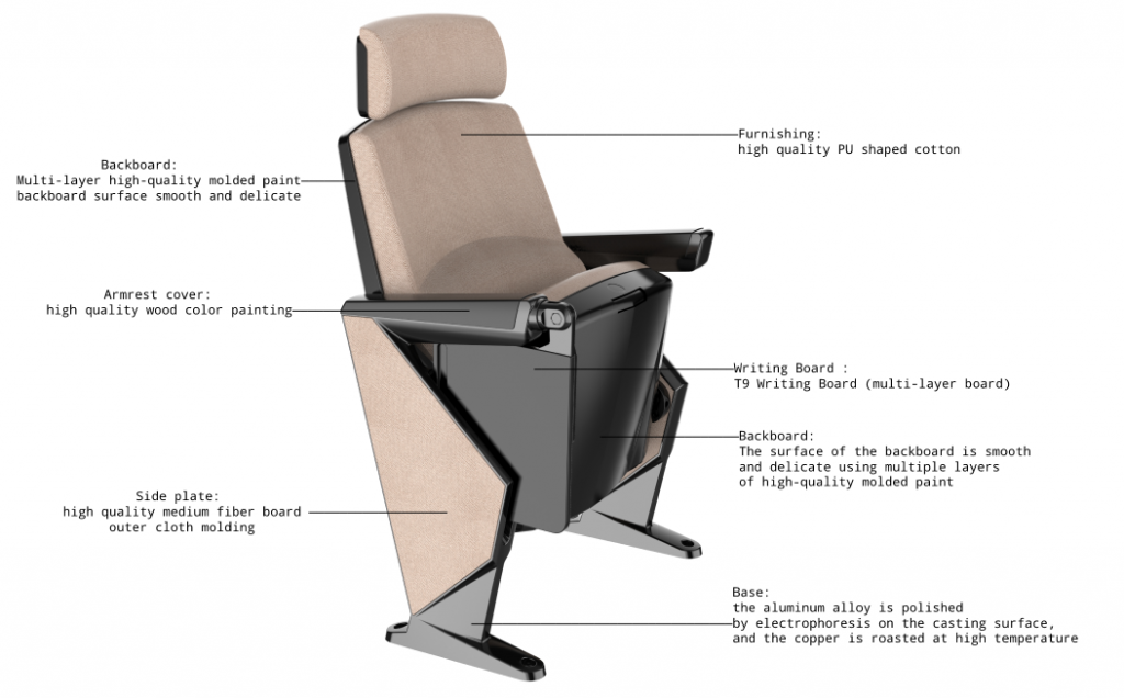 Auditorium Chair Theater Cinema Chair With High Back And Unique Modeling Design