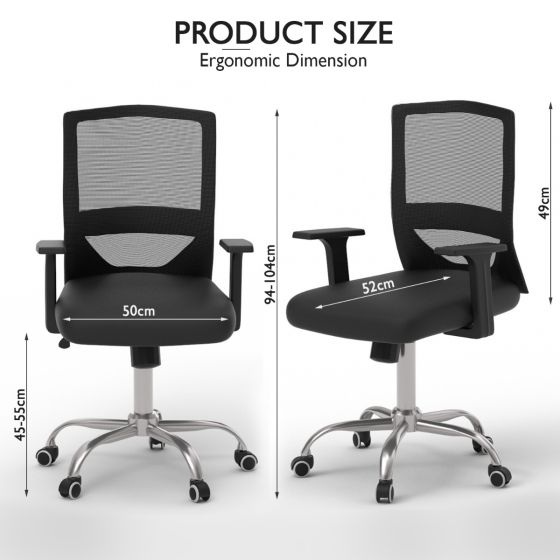 Medium Back Mesh Office chair with Lumbar Support Black - COOLBABY