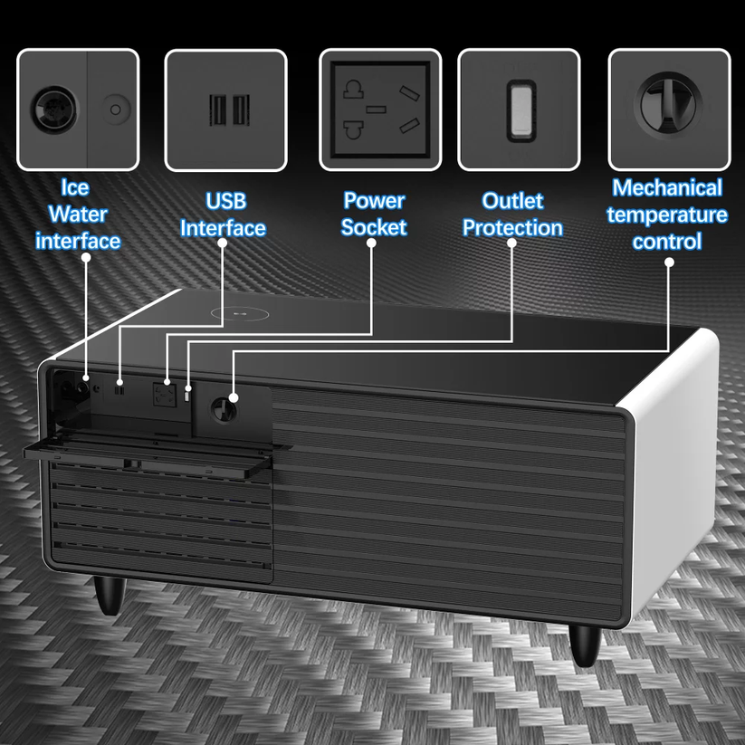 Coffee Table with Built-in Fridge, Wireless Charging, Multi-Functional Fridge Center Table - COOLBABY