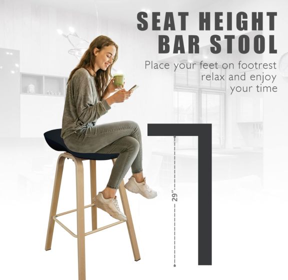 Ultimate Eames Style Seat Height Bar Stool - Black - COOLBABY