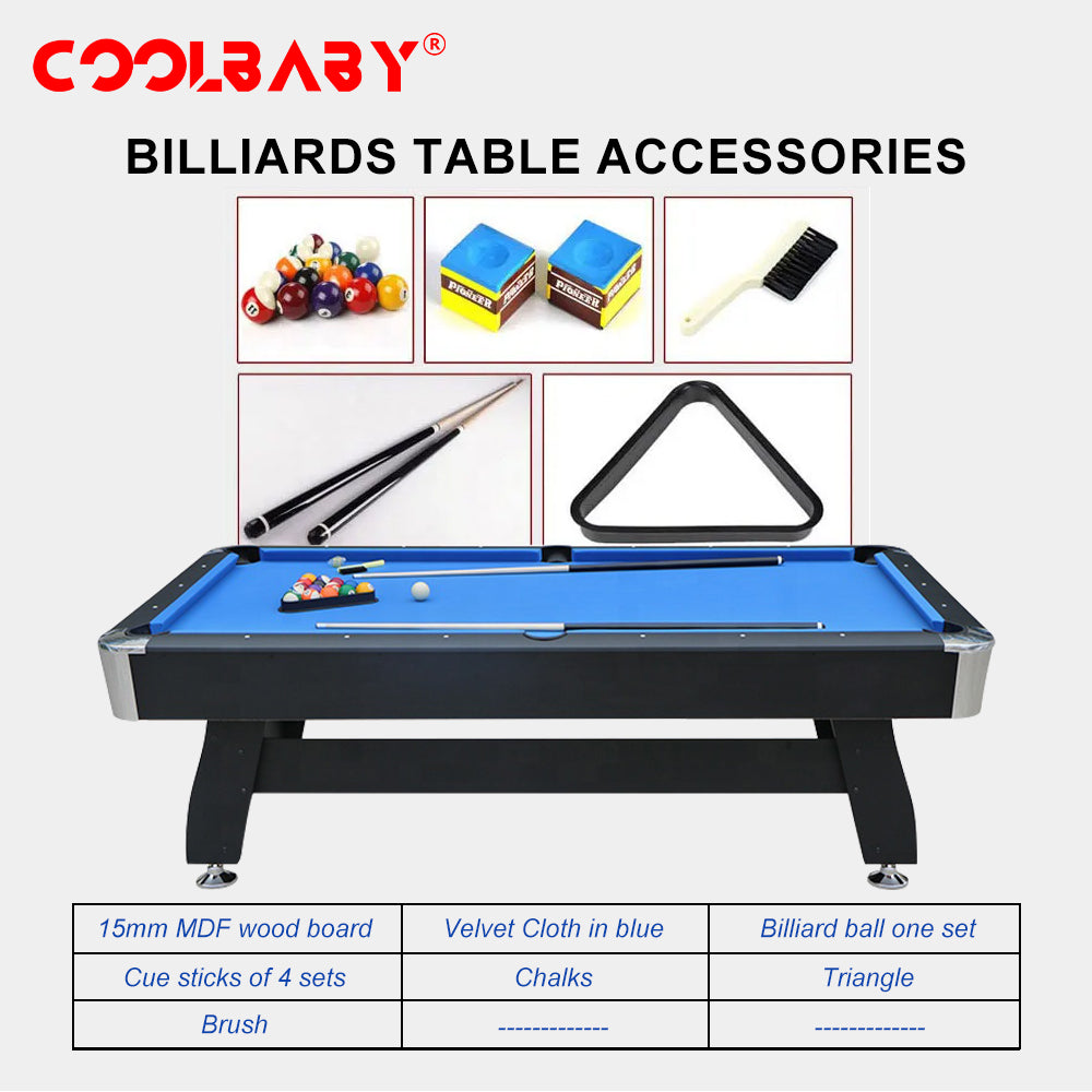 COOLBABY 7ft Auto Ball Return Billiard Pool Table for Club Family Indoor Gym Games Billiards Table - All Accessories Included