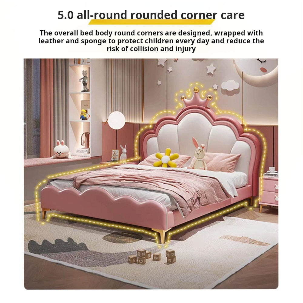 COOLBABY ZLJ1123 Children's Bed Girls Princess Bed Cartoon Crown Bed - COOLBABY