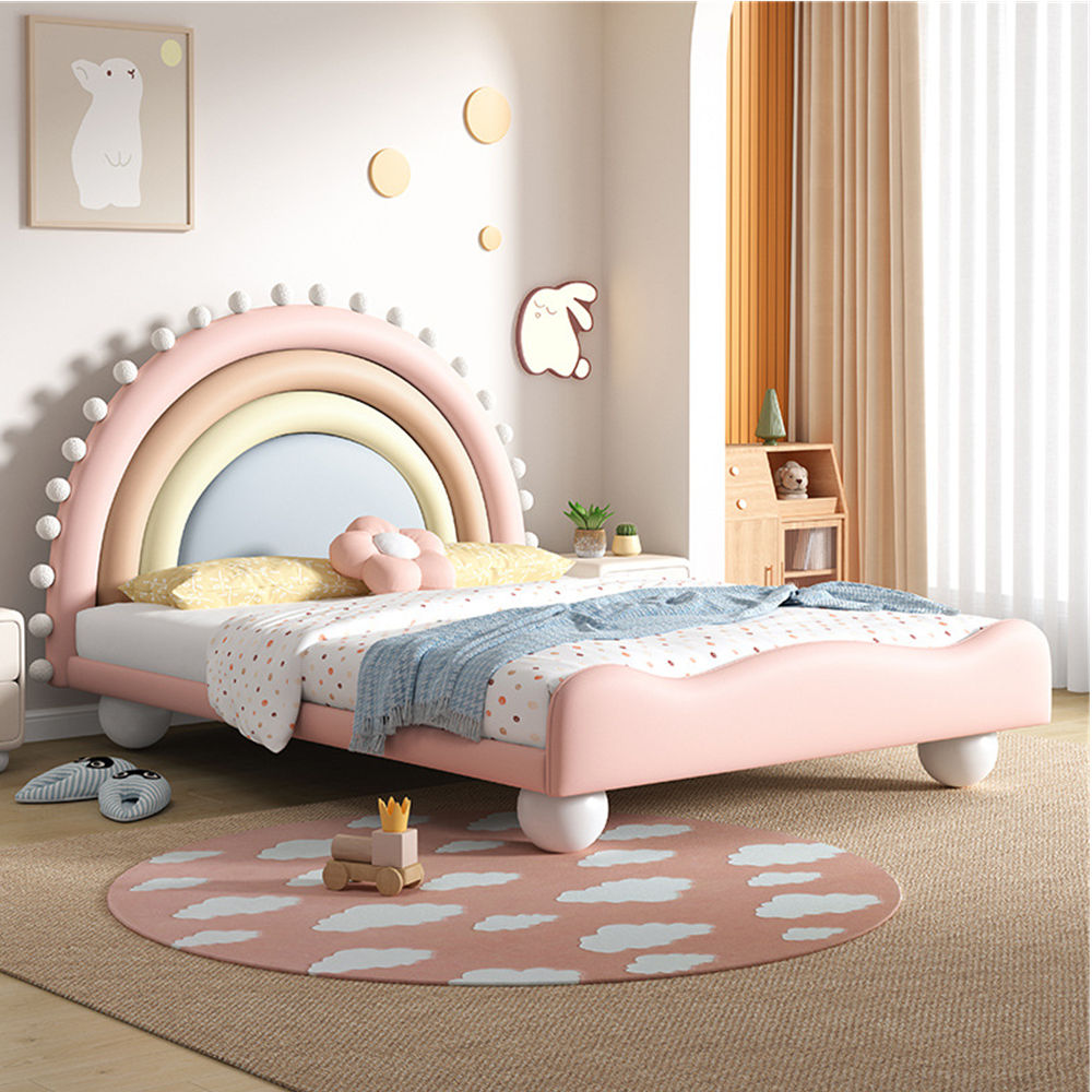 COOLBABY ZLJ1124 Children's Bed Girls Princess Bed Cartoon Rainbow Bed - COOLBABY