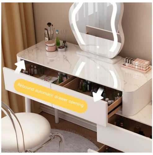 Modern Makeup Vanity Table Set with Illuminated Mirror, Ample Storage, and Sleek Design - COOLBABY