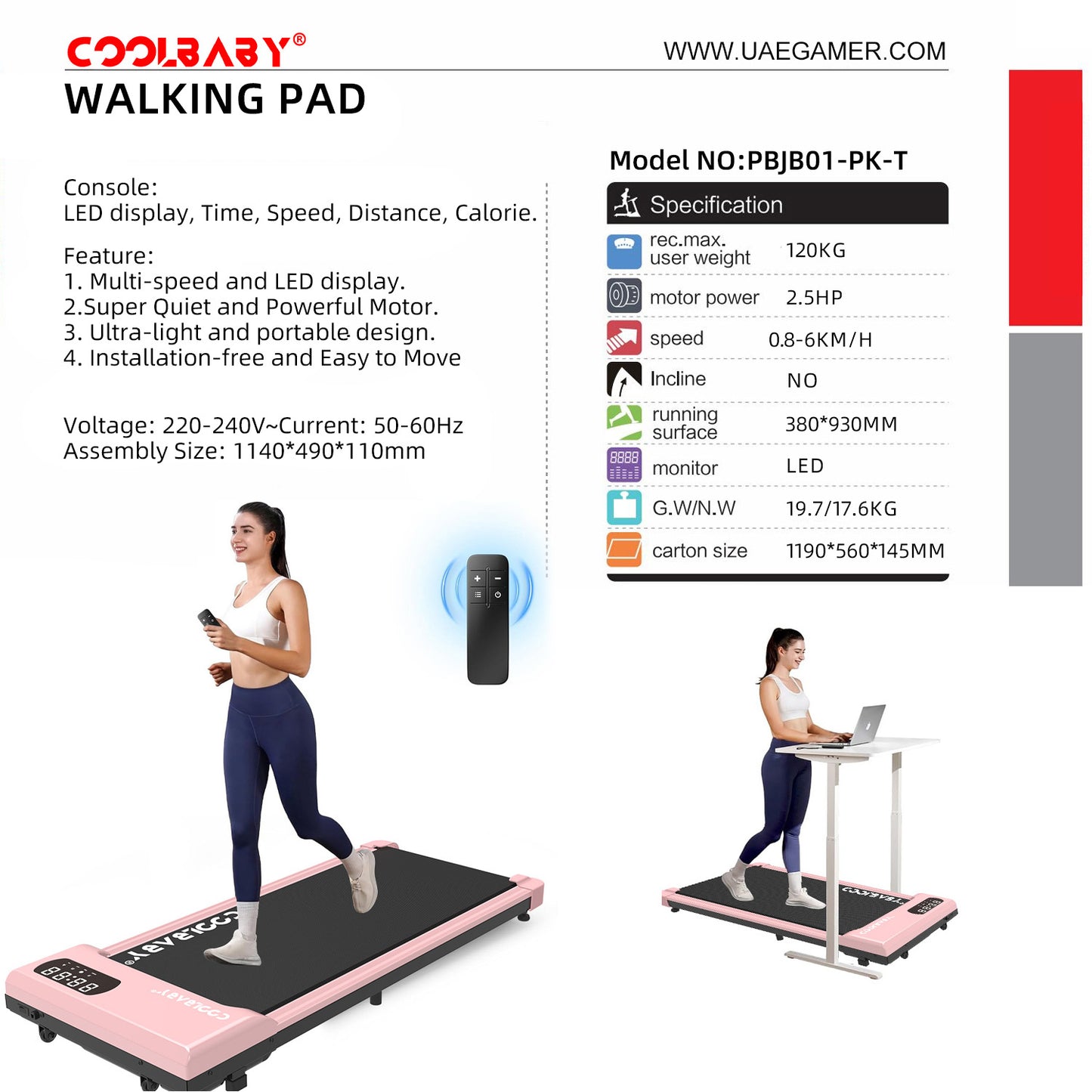 Walking Pad, Walking Pad Treadmill 265 lb Capacity，3 in 1 Portable Under Desk Treadmill for Home and Office with Remote Control, LED Display