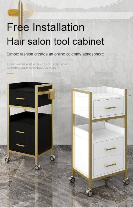 Hairdressing Tool Cabinet, Beauty Salon Trolley on Wheels, Makeup Storage Drawers, Hair Accessories Storage Cabinet - COOLBABY