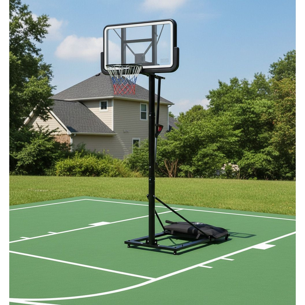 Adjustable Basketball Hoop with Polycarbonate Backboard | Outdoor Steel Basketball System