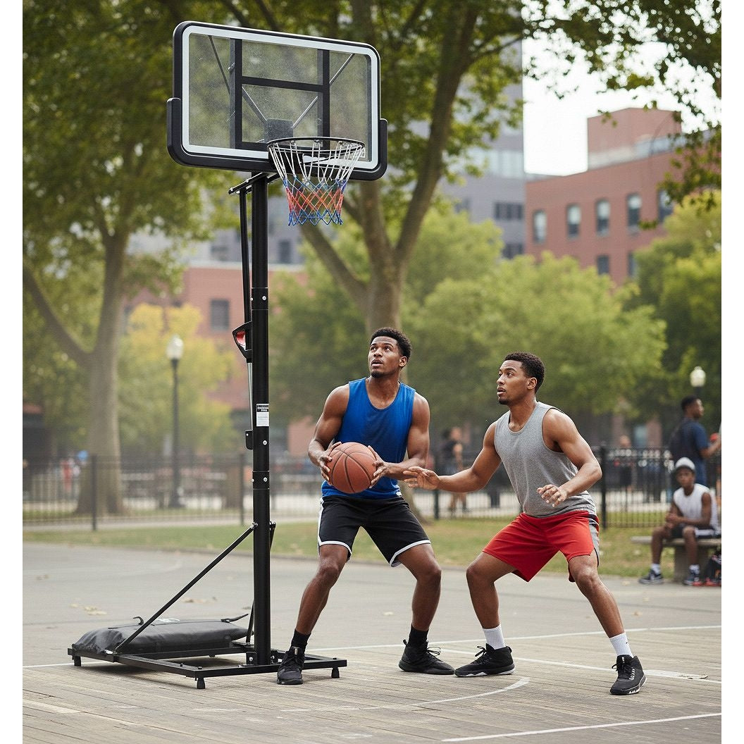 Adjustable Basketball Hoop with Polycarbonate Backboard | Outdoor Steel Basketball System