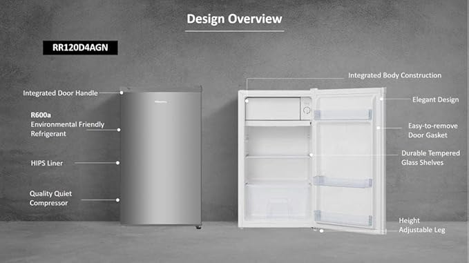 Single Door Refrigerator - 122 Liter, Rr122D4Asu, Silver Compressor - COOLBABY