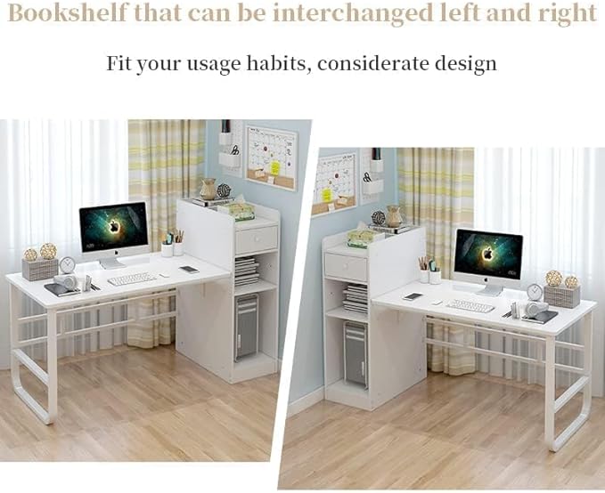 Study Table With Storage Bookshelf Computer Desk White 110 x 60x 70cm - COOLBABY