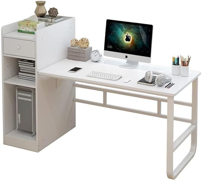 Study Table With Storage Bookshelf Computer Desk White 110 x 60x 70cm - COOLBABY