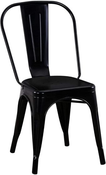 Metal Stackable Dining Chairs for Indoor, Outdoor & Kitchen Chair - Black - COOLBABY