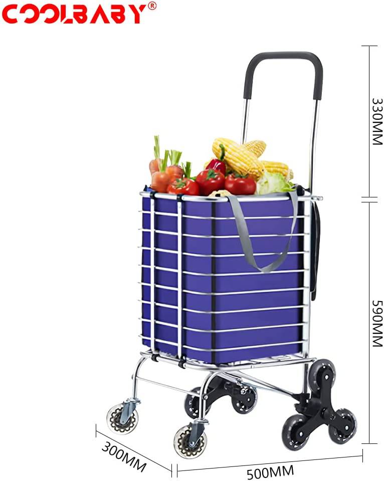 COOLBABY ZRW-GWC01 Shopping Carts, Grocery Carts,Family Carts,With Cover Oxford Cloth Bags,Triangle Wheel,For Parents, Old People Out Shopping - COOL BABY