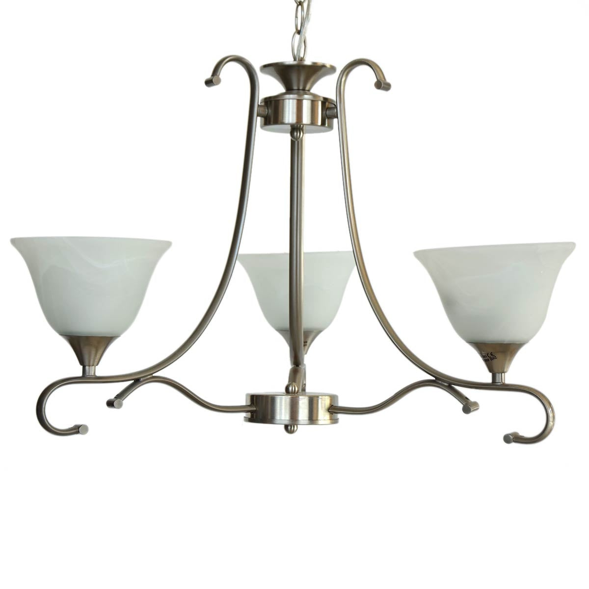 Up light Chandelier 3 Arms - Satin Nickel