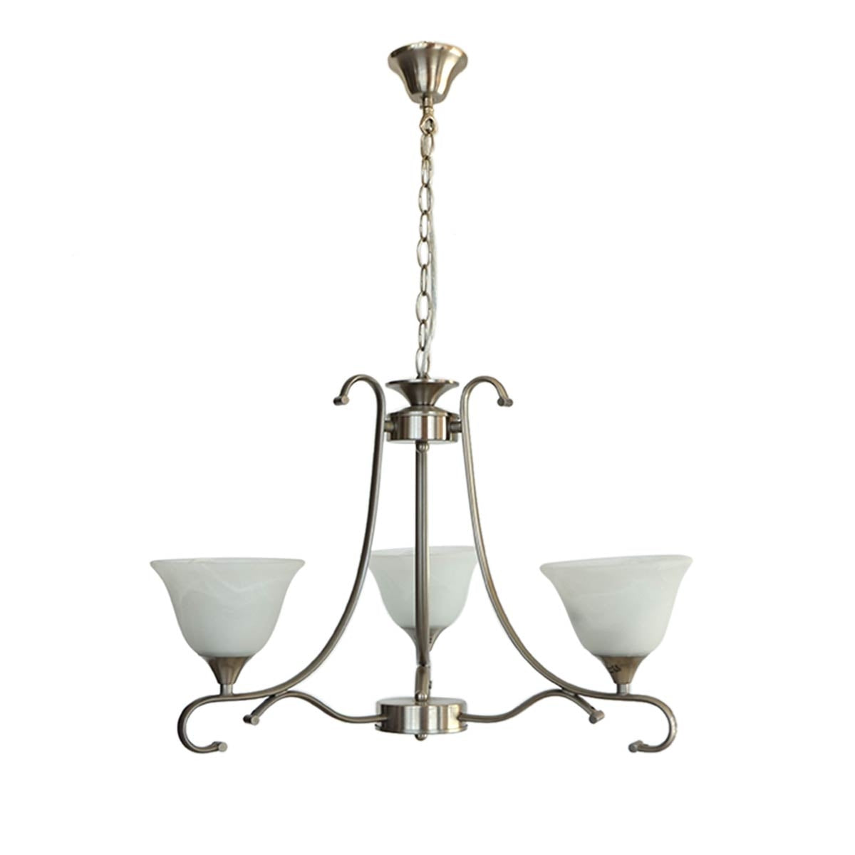 Up light Chandelier 3 Arms - Satin Nickel