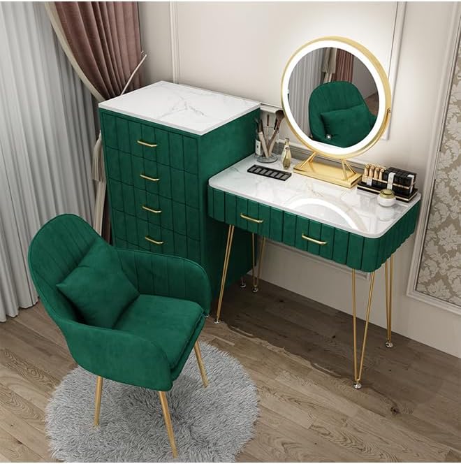 Multifunctional Makeup Vanity Dressing Table with Drawers and Chair 80 CM - COOLBABY