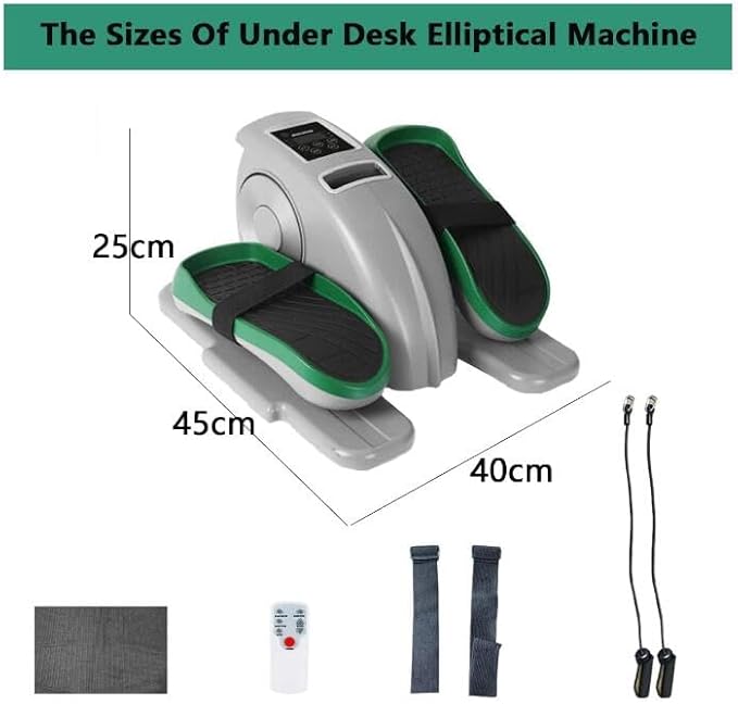 Under Desk Electric Elliptical Machine, Desk Bike Foot Pedal Exerciser Non-Slip Adjustable Speed Auto Elliptical Trainer with Remote LCD Monitor - COOLBABY