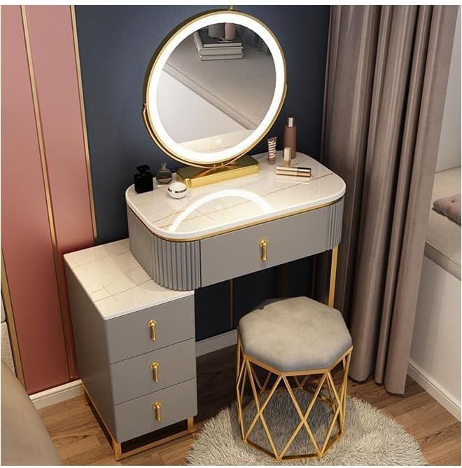 Makeup Table Dressing Table, Flip Mirror With Drawers And Chair - 70 CM - COOLBABY