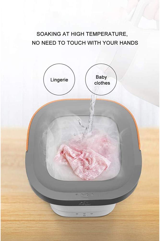 COOLBABY MNXYJ Portable Mini Folding Clothes Washing Machine, Bucket Automatic Home Travel Self-Driving Tour Underwear Foldable Washer, Pink - COOL BABY
