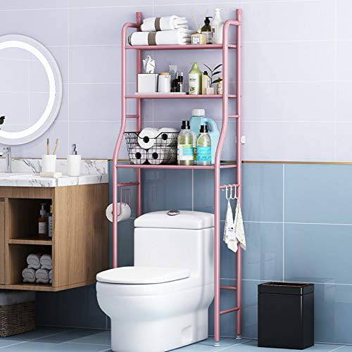 COOLBABY MTJ-PK 3 Shelf Bathroom Space Saver,Over The Toilet Rack,Bathroom Corner Stand Storage Organizer Accessories,The Washing Machine,Bathroom Tower Shelf,Pink）, 152 X 47 X 25cm, pink three layers - COOL BABY