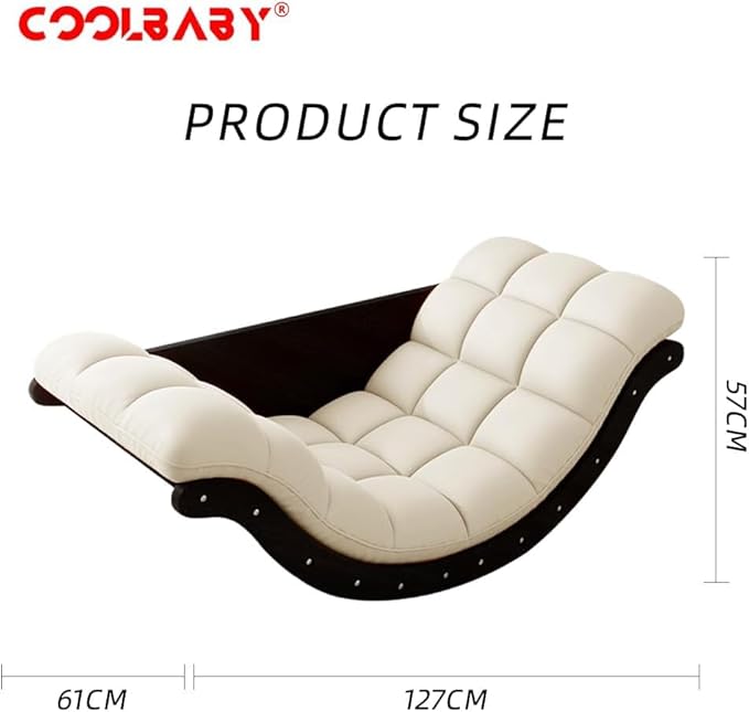 COOLBABY Outdoor Rocking Chair, Moon Shaped Rocking Chair, Indoor Sofa Chair for Bedroom, Living Room, Porch, Garden, Lawn - Beige