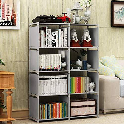 COOLBABY CQK2083 Multi-Function Book Shelf, Double Row 4-Tier Bookshelf Bookcase with 8-Cube Shelves, Simple Assembly Storage Organizer Shelf - COOL BABY