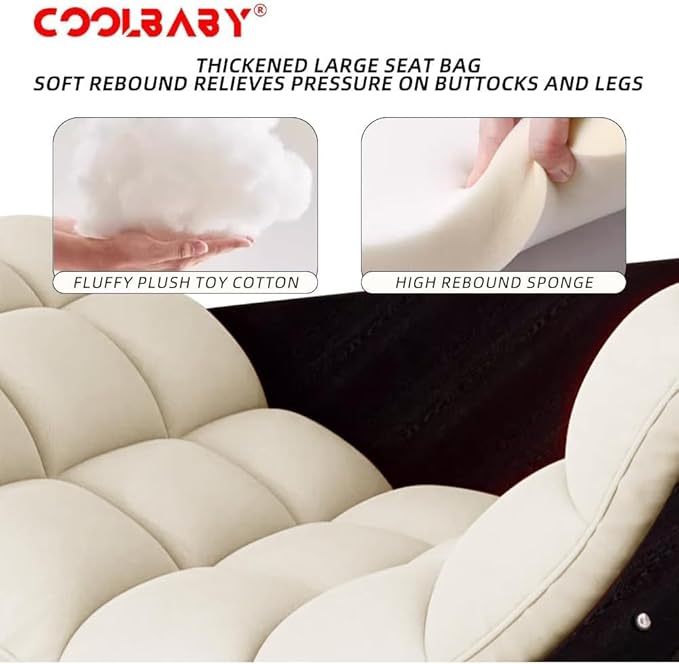 COOLBABY Outdoor Rocking Chair, Moon Shaped Rocking Chair, Indoor Sofa Chair for Bedroom, Living Room, Porch, Garden, Lawn - Beige