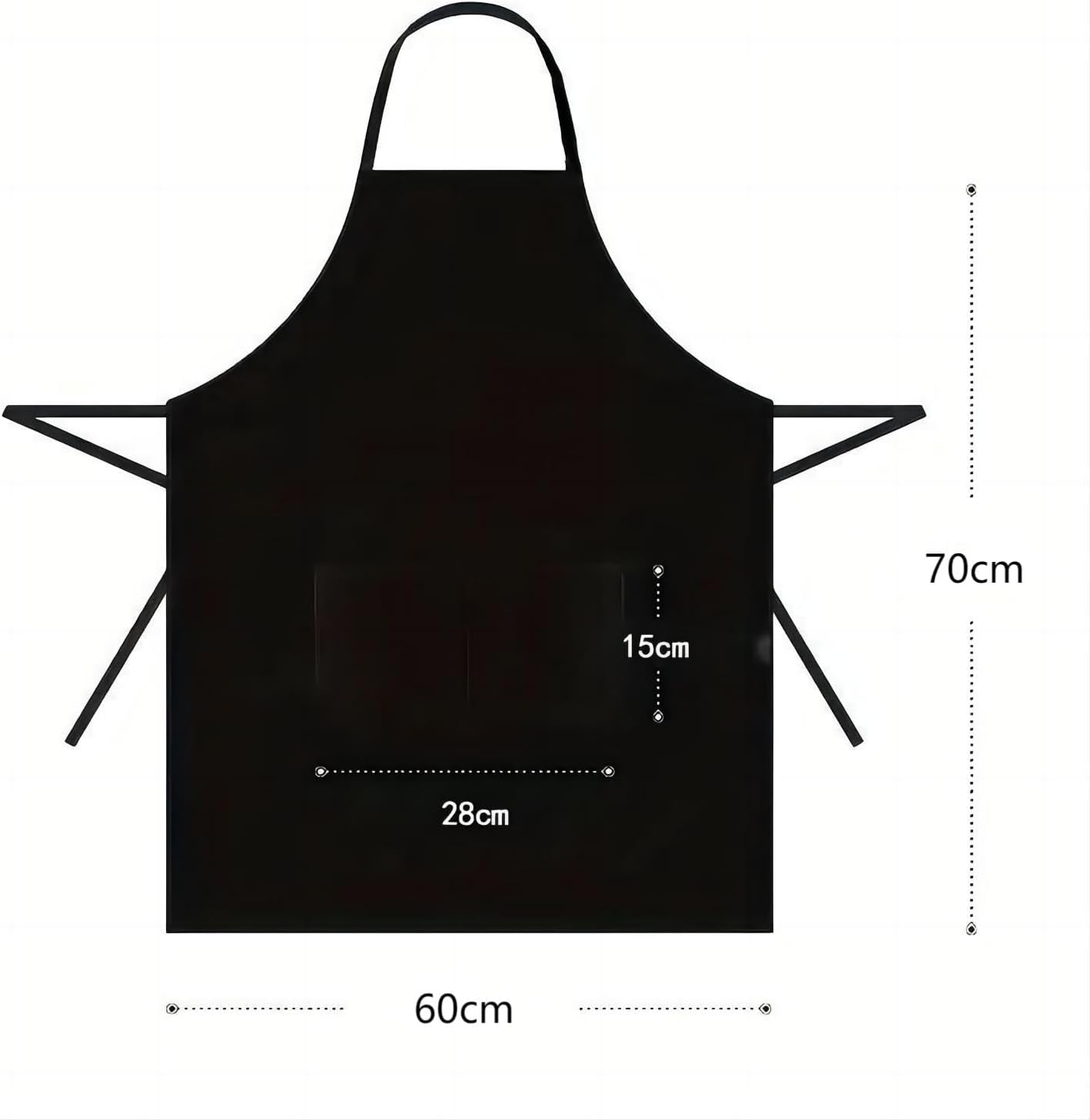 COOLBABY Polyester Apron, Black Oil Resistant Apron, Unisex Adjustable Cooking Apron (65 * 90CM)