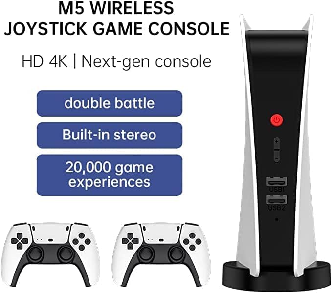 M5 Game Console with 2.4G Wireless Controller | 4K HD Output | Retro Gaming Station with Up to 15,000 Classic Games - COOLBABY