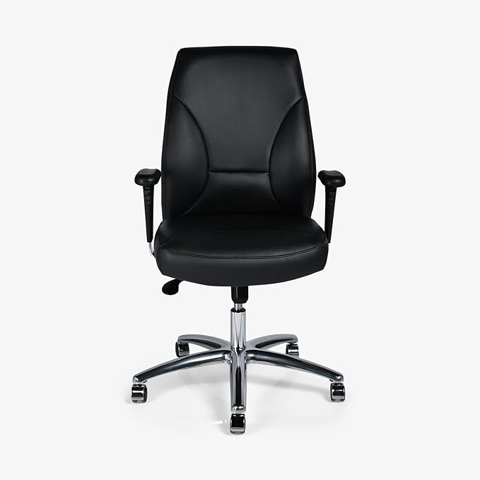 Executive Office Chair, Metal/Chrome Wheel Base - Black - COOLBABY