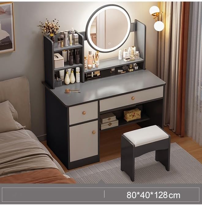 Multifunctional Makeup Vanity Dressing Table with Drawers and Chair 80 CM - COOLBABY