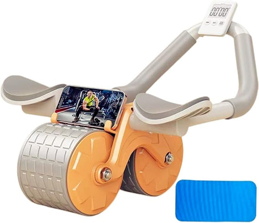 DSSP30 Ab Roller Wheel with Built-in Timer – Dual Wheel Abdominal Exercise Equipment for Core Strength Training, Home Gym Fitness Tool for Abs, Arms, Shoulders & Back – Compact, Portable Ab Workout Machine for Men & Women (Orange) - COOLBABY