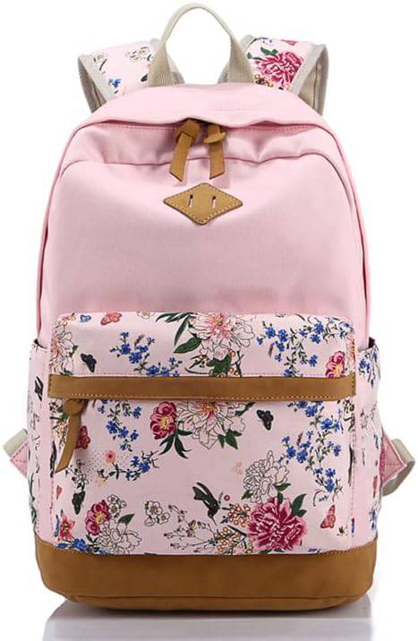COOLBABY BL4366 Chic Flower Printed Canvas College Bag - COOL BABY