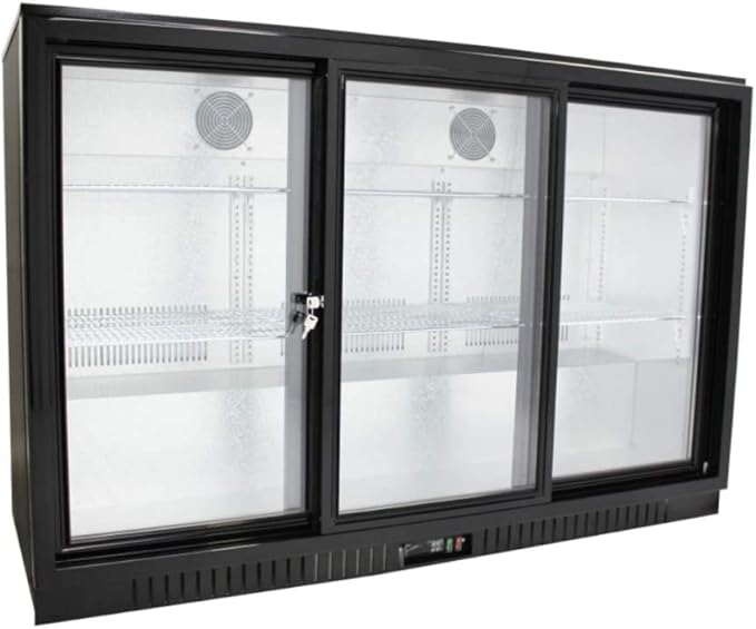 3 Door Bottle Cooler for Bars, Cafes, or Outdoor Use - 1 Section, Frost Free, Compressor, Glass Shelf & Door