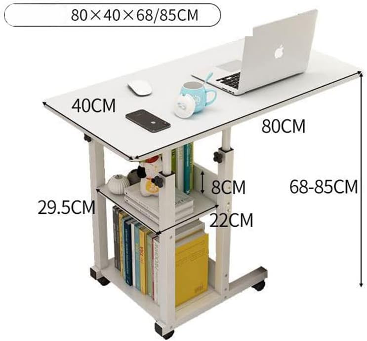 COOLBABY Adjustable Bedside Table with Storage Shelves and Laptop Cart - COOLBABY