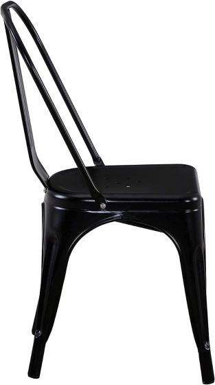 Metal Stackable Dining Chairs for Indoor, Outdoor & Kitchen Chair - Black - COOLBABY