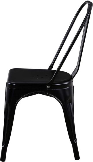 Metal Stackable Dining Chairs for Indoor, Outdoor & Kitchen Chair - Black - COOLBABY