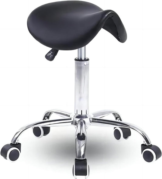 COOLBABY Saddle Chair, Saddle Stool with Wheels, Hydraulic Rolling Swivel Adjustable Stool Chair for Salon Spa Beauty Massage Dental Clinic Home Office - COOLBABY