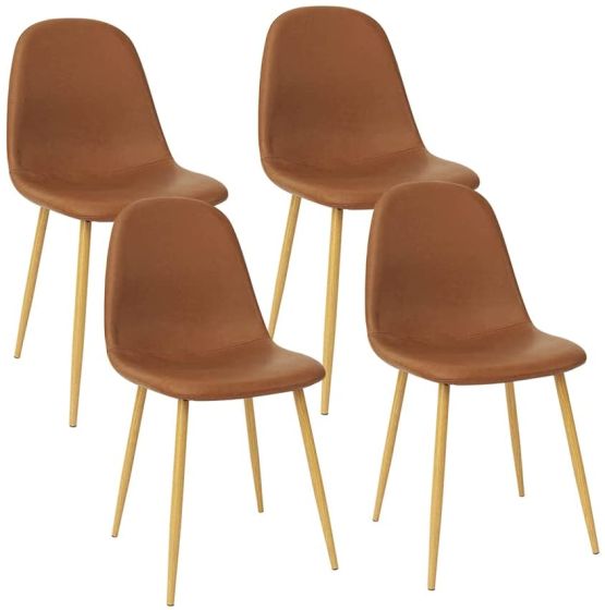 Washable PU Cushion Seat Back Dining Brown Chair - COOLBABY