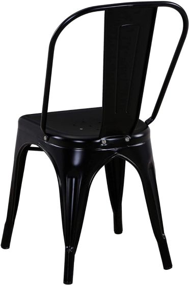 Metal Stackable Dining Chairs for Indoor, Outdoor & Kitchen Chair - Black - COOLBABY