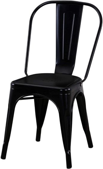 Metal Stackable Dining Chairs for Indoor, Outdoor & Kitchen Chair - Black - COOLBABY