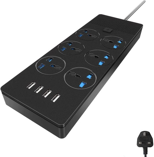 COOLBABY YLY030 Universal Power Strips Extension Lead USB Wall Plug Adapter, 3 Way Cable Surge Protector, Fuse and Shutter USB Hub Socket 3 Gang Smart Electrical Power, Wall Mount Extension Cord UK Plug - COOL BABY
